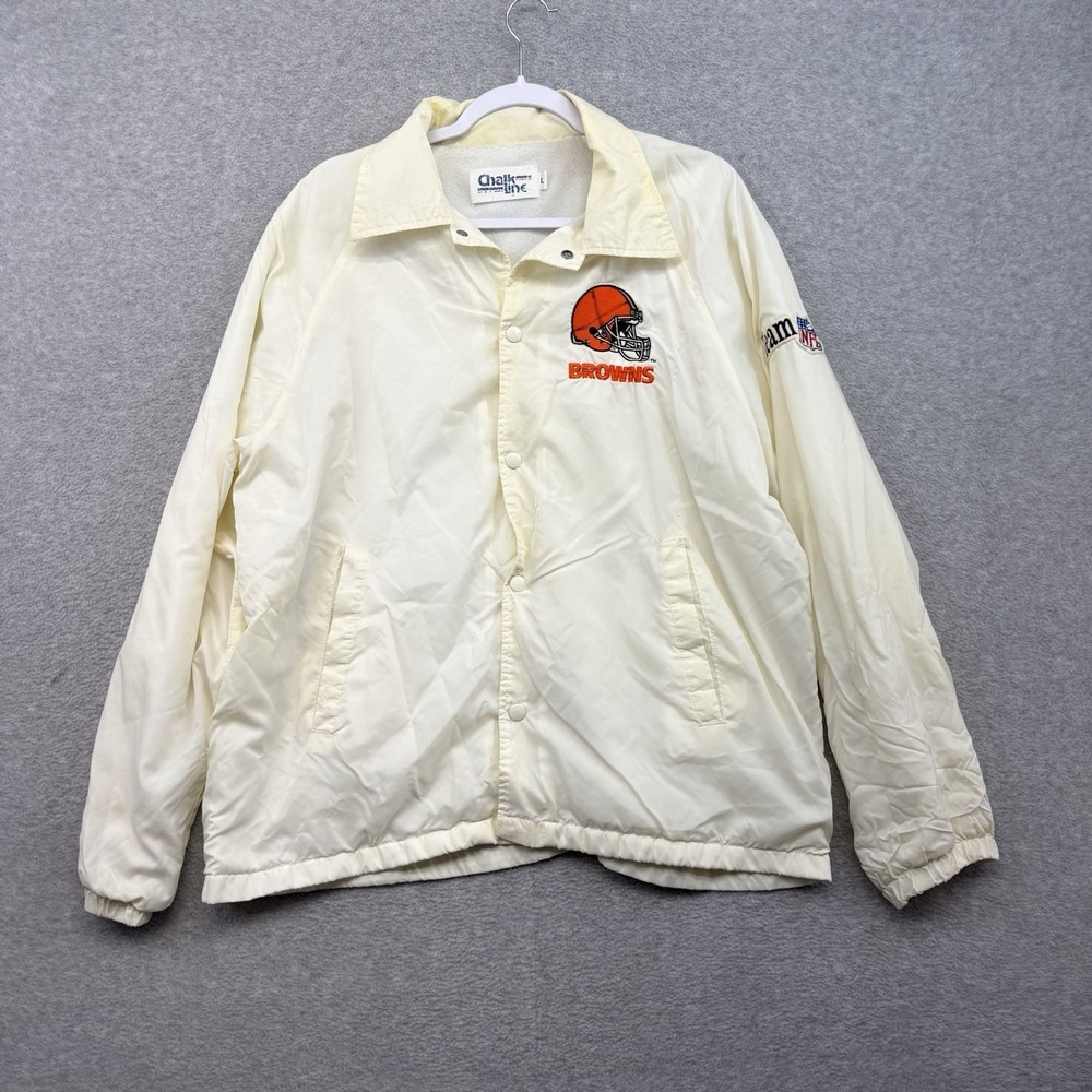 Vintage Cleveland Browns Chalk Line L White‎ Jacket Football NFL Windbreaker